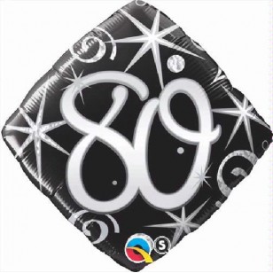 Black Elegant Swirls & Sparkles 80th Birthday Balloon